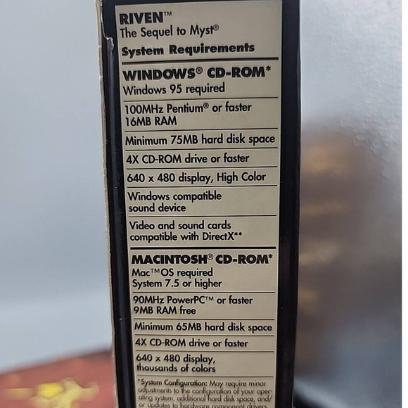 Riven The Sequel to Myst PC CD-ROM 1997 Windows 95 / MAC 5-Disc Set & Manual - Picture 3 of 8